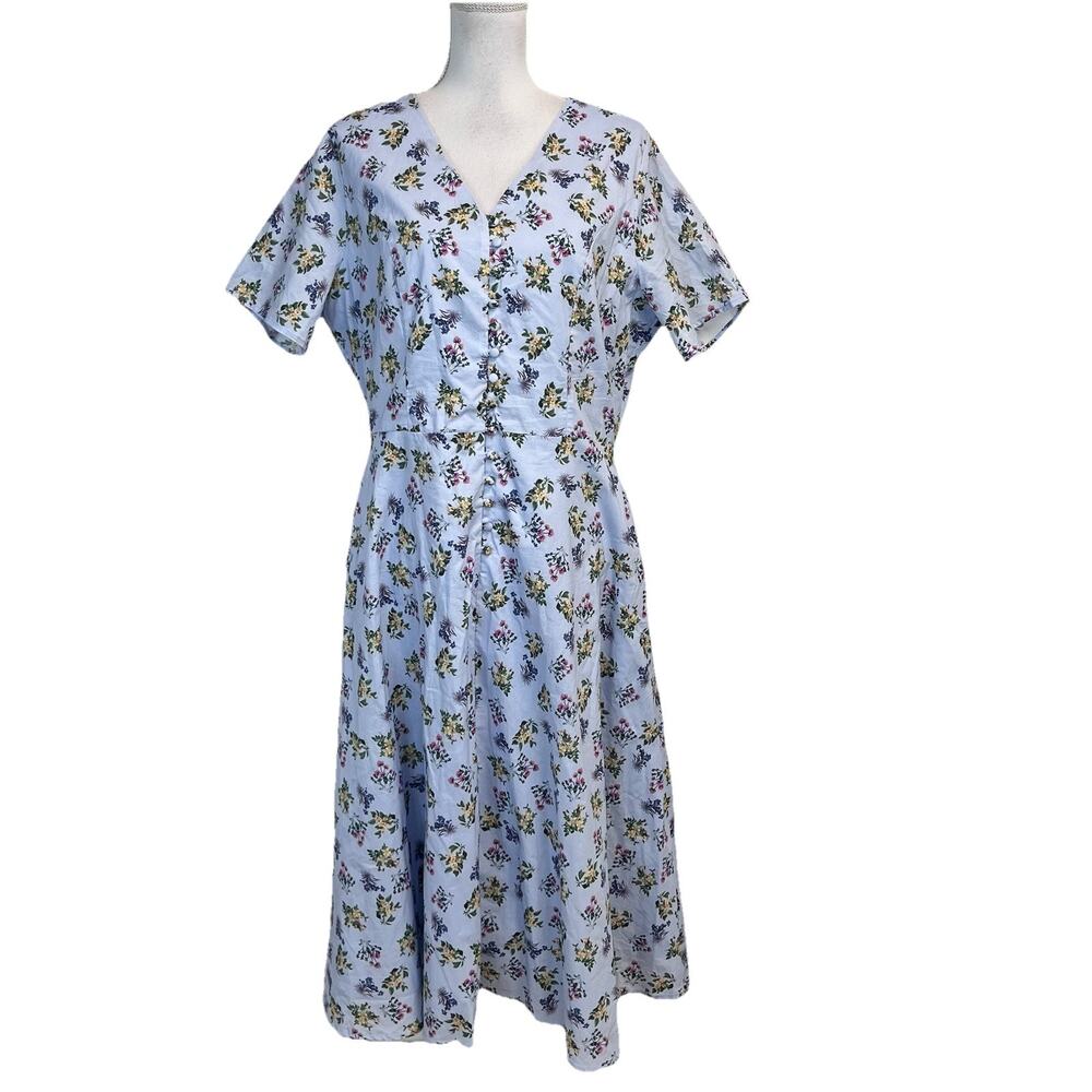 Ivy City Co. Dress size 14 Baby Blue Floral Garden Long A Line Wedding Party